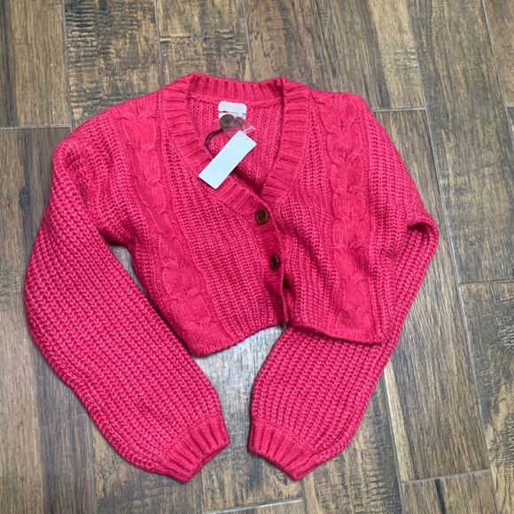Urban Outfitters Pink V-Neck Crop Sweater - Picture 1 of 6